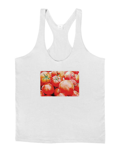 Watercolor Tomatoes Mens String Tank Top-Men's String Tank Tops-LOBBO-White-Small-Davson Sales