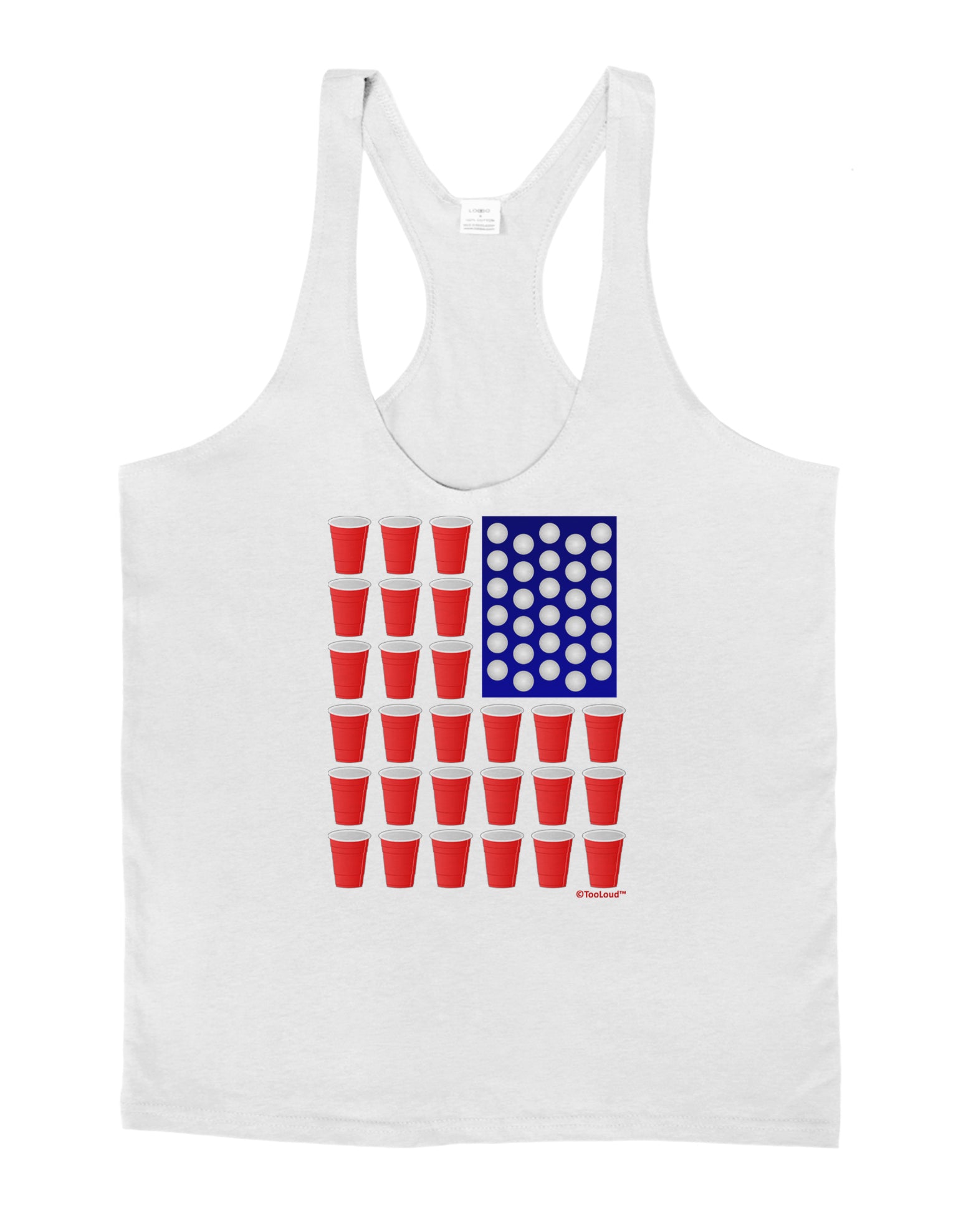 Beer Pong Flag Mens String Tank Top-Men's String Tank Tops-LOBBO-White-Small-Davson Sales