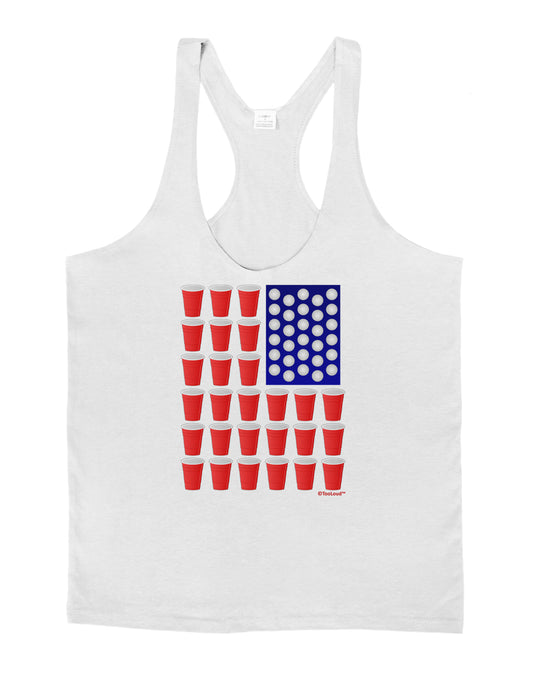Beer Pong Flag Mens String Tank Top-Men's String Tank Tops-LOBBO-White-Small-Davson Sales
