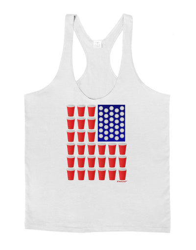 Beer Pong Flag Mens String Tank Top-Men's String Tank Tops-LOBBO-White-Small-Davson Sales