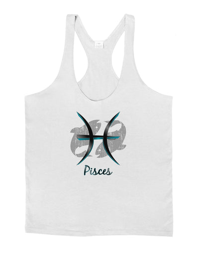 Pisces Symbol Mens String Tank Top-Men's String Tank Tops-LOBBO-White-Small-Davson Sales