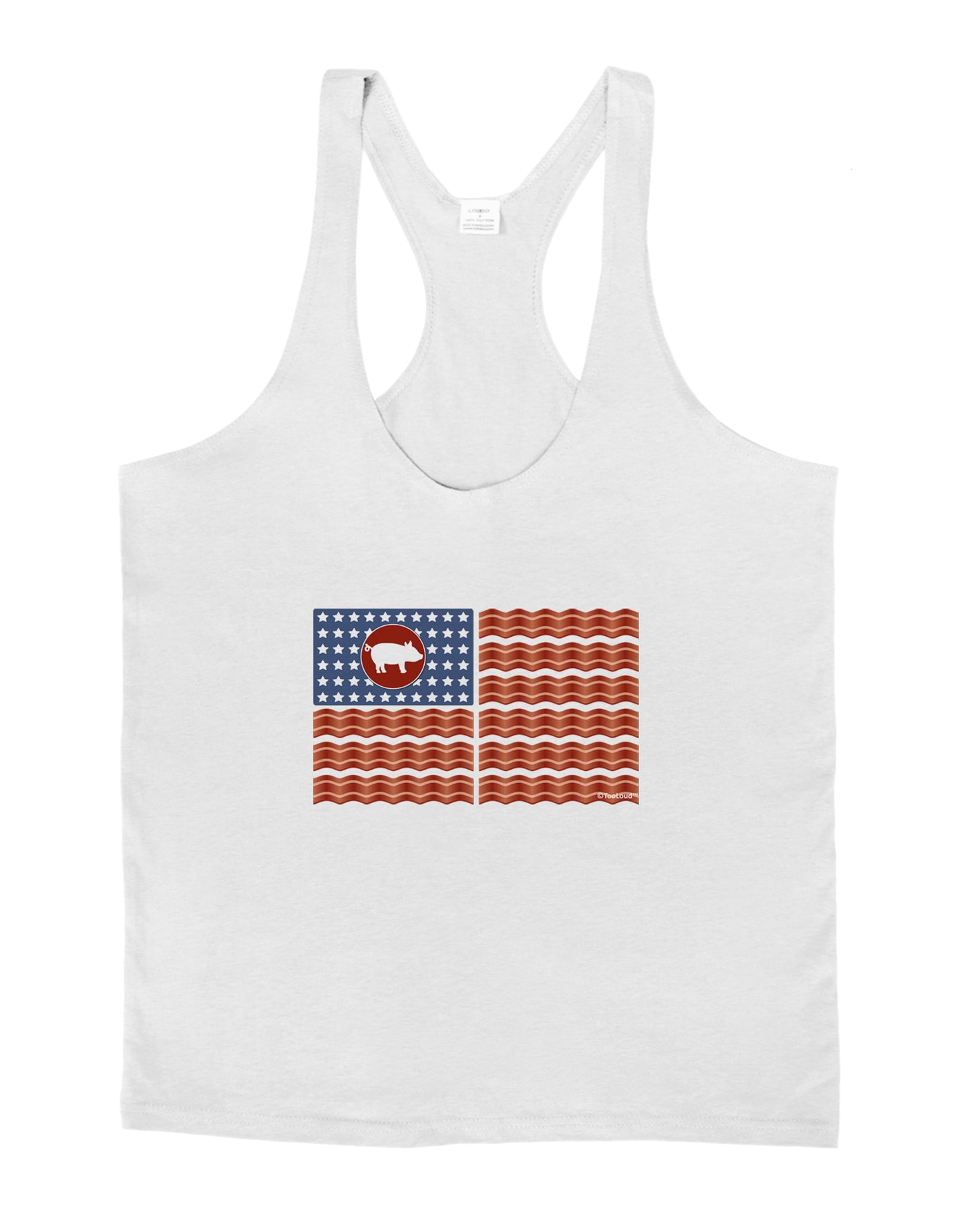 American Bacon Flag Mens String Tank Top-Men's String Tank Tops-LOBBO-White-Small-Davson Sales