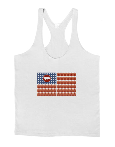 American Bacon Flag Mens String Tank Top-Men's String Tank Tops-LOBBO-White-Small-Davson Sales