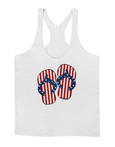 Stars and Stripes Flip Flops Mens String Tank Top-Men's String Tank Tops-LOBBO-White-Small-Davson Sales