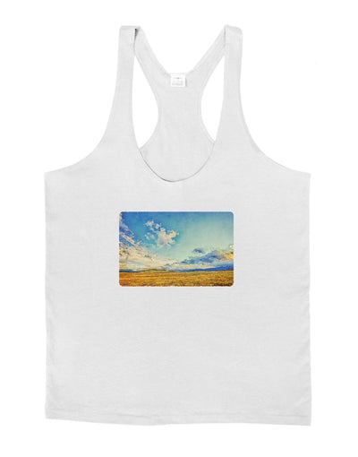 Garden of the Gods Watercolor Mens String Tank Top-Men's String Tank Tops-LOBBO-White-Small-Davson Sales