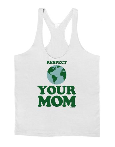 Respect Your Mom - Mother Earth Design - Color Mens String Tank Top-Men's String Tank Tops-LOBBO-White-Small-Davson Sales