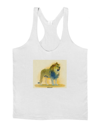 Lion Watercolor 1 Mens String Tank Top-Men's String Tank Tops-LOBBO-White-Small-Davson Sales