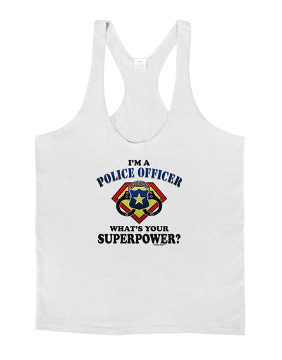 Police Officer - Superpower Mens String Tank Top-Men's String Tank Tops-LOBBO-White-Small-Davson Sales