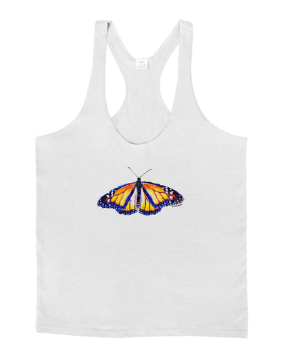 TooLoud Watercolor Monarch Butterfly Mens String Tank Top-Men's String Tank Tops-LOBBO-White-Small-Davson Sales