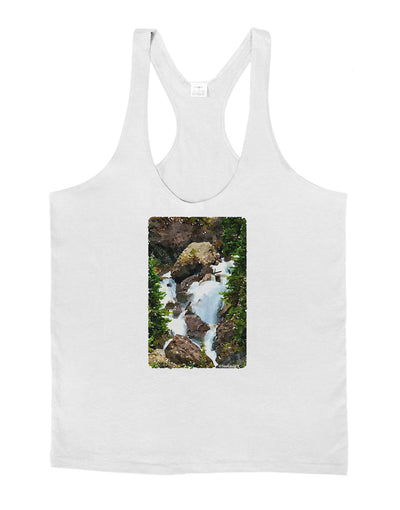 TooLoud Waterfall Watercolor Mens String Tank Top-Men's String Tank Tops-LOBBO-White-Small-Davson Sales