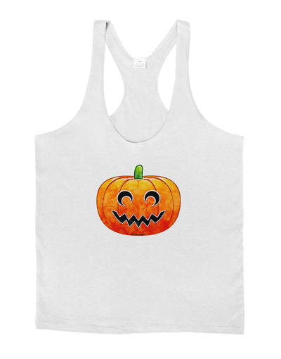 Jack-O-Lantern Watercolor Mens String Tank Top-Men's String Tank Tops-LOBBO-White-Small-Davson Sales