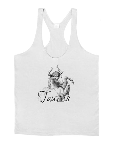 Taurus Illustration Mens String Tank Top-Men's String Tank Tops-LOBBO-White-Small-Davson Sales