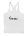 Cancun Mexico - Script Text Mens String Tank Top-Men's String Tank Tops-LOBBO-White-Small-Davson Sales