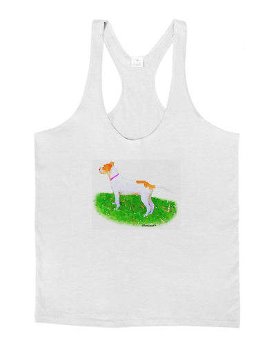 Vigilant Dog Watercolor Mens String Tank Top-Men's String Tank Tops-LOBBO-White-Small-Davson Sales