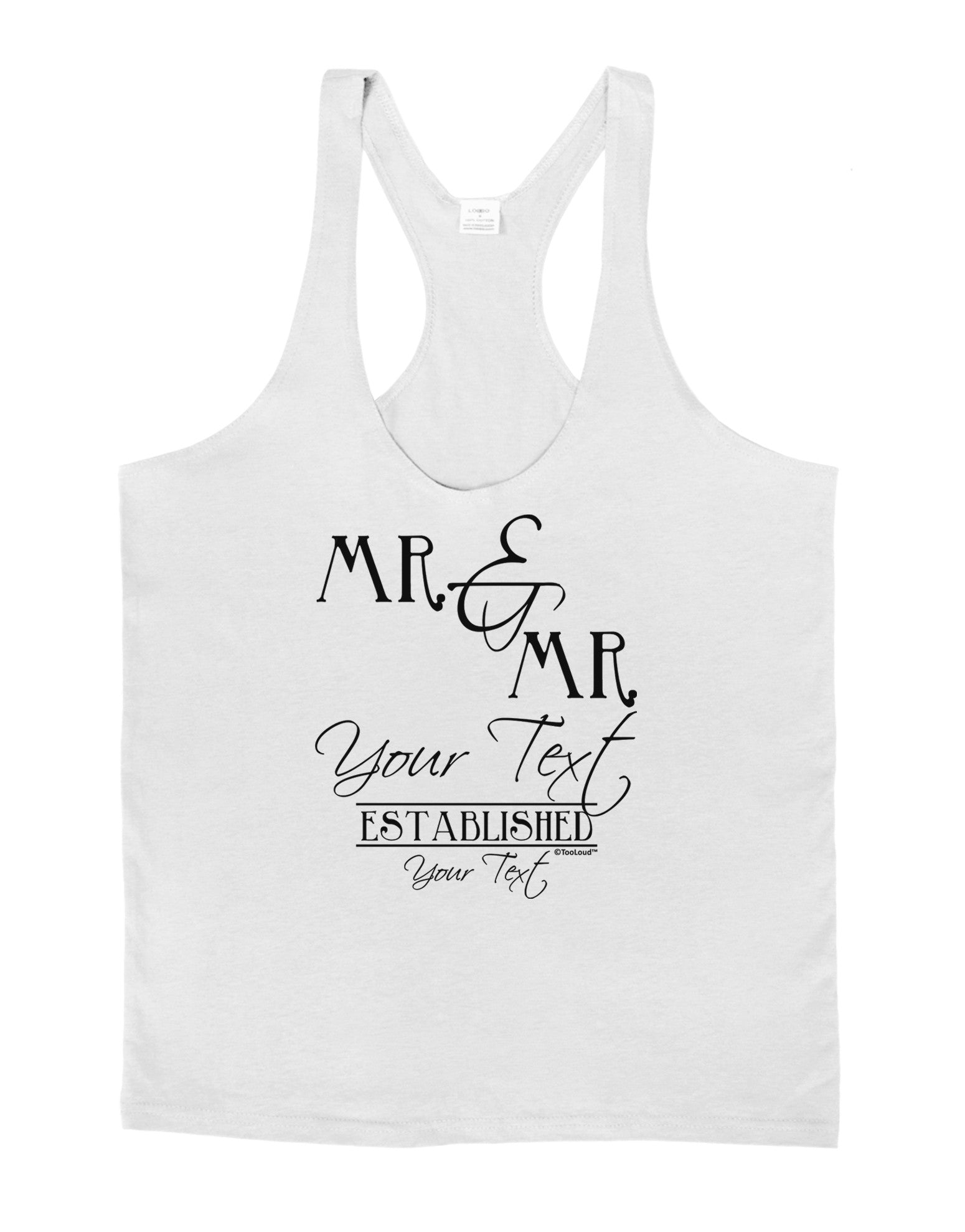 Personalized Mr and Mr -Name- Established -Date- Design Mens String Tank Top-Men's String Tank Tops-LOBBO-White-Small-Davson Sales
