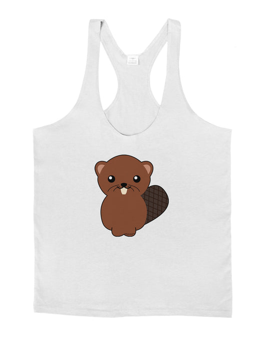 Cute Beaver Mens String Tank Top-Men's String Tank Tops-LOBBO-White-Small-Davson Sales