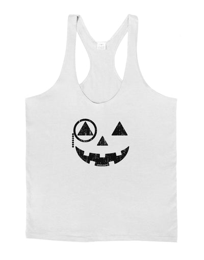 Monocle Jack-o-Lantern Distressed Mens String Tank Top-Men's String Tank Tops-LOBBO-White-Small-Davson Sales