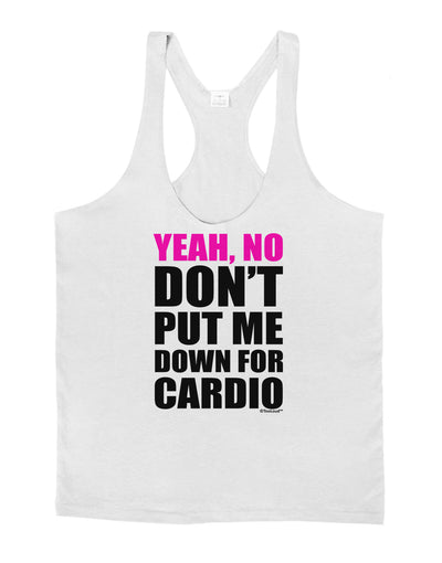 TooLoud Yeah No Don't Put Me Down For Cardio Mens String Tank Top-Men's String Tank Tops-LOBBO-White-Small-Davson Sales