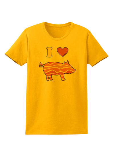 I Heart My Bacon Pig Silhouette Womens T-Shirt by TooLoud-Womens T-Shirt-TooLoud-Gold-X-Small-Davson Sales