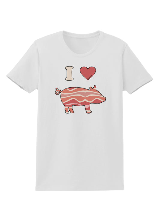 I Heart My Bacon Pig Silhouette Womens T-Shirt by TooLoud-Womens T-Shirt-TooLoud-White-X-Small-Davson Sales