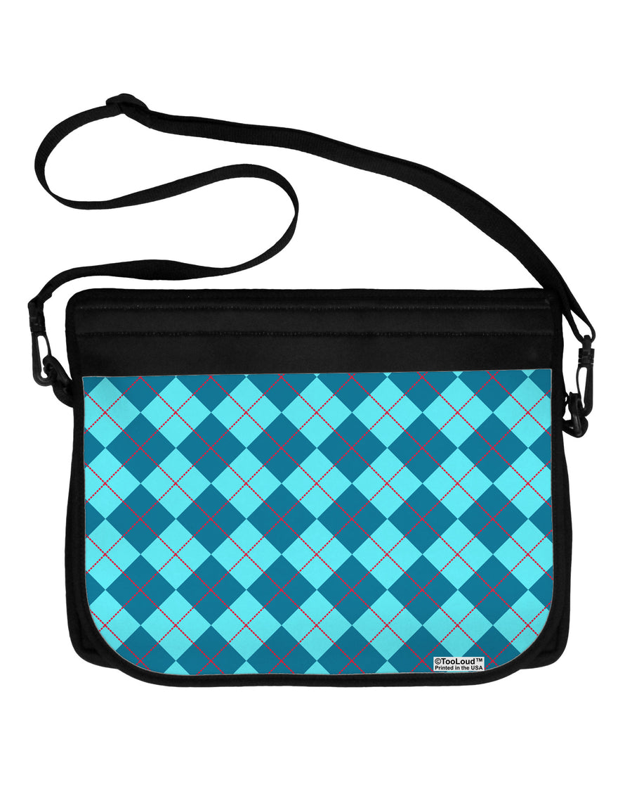 Blue Argyle AOP Neoprene Laptop Shoulder Bag All Over Print by TooLoud-Laptop Shoulder Bag-TooLoud-Black-White-15 Inches-Davson Sales