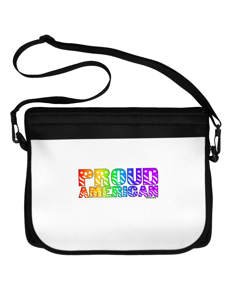 Proud American Rainbow Text Neoprene Laptop Shoulder Bag by TooLoud-Laptop Shoulder Bag-TooLoud-Black-White-One Size-Davson Sales