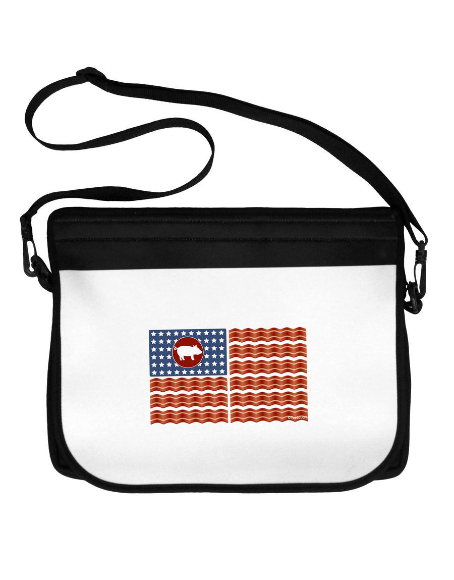 American Bacon Flag Neoprene Laptop Shoulder Bag-Laptop Shoulder Bag-TooLoud-Black-White-One Size-Davson Sales