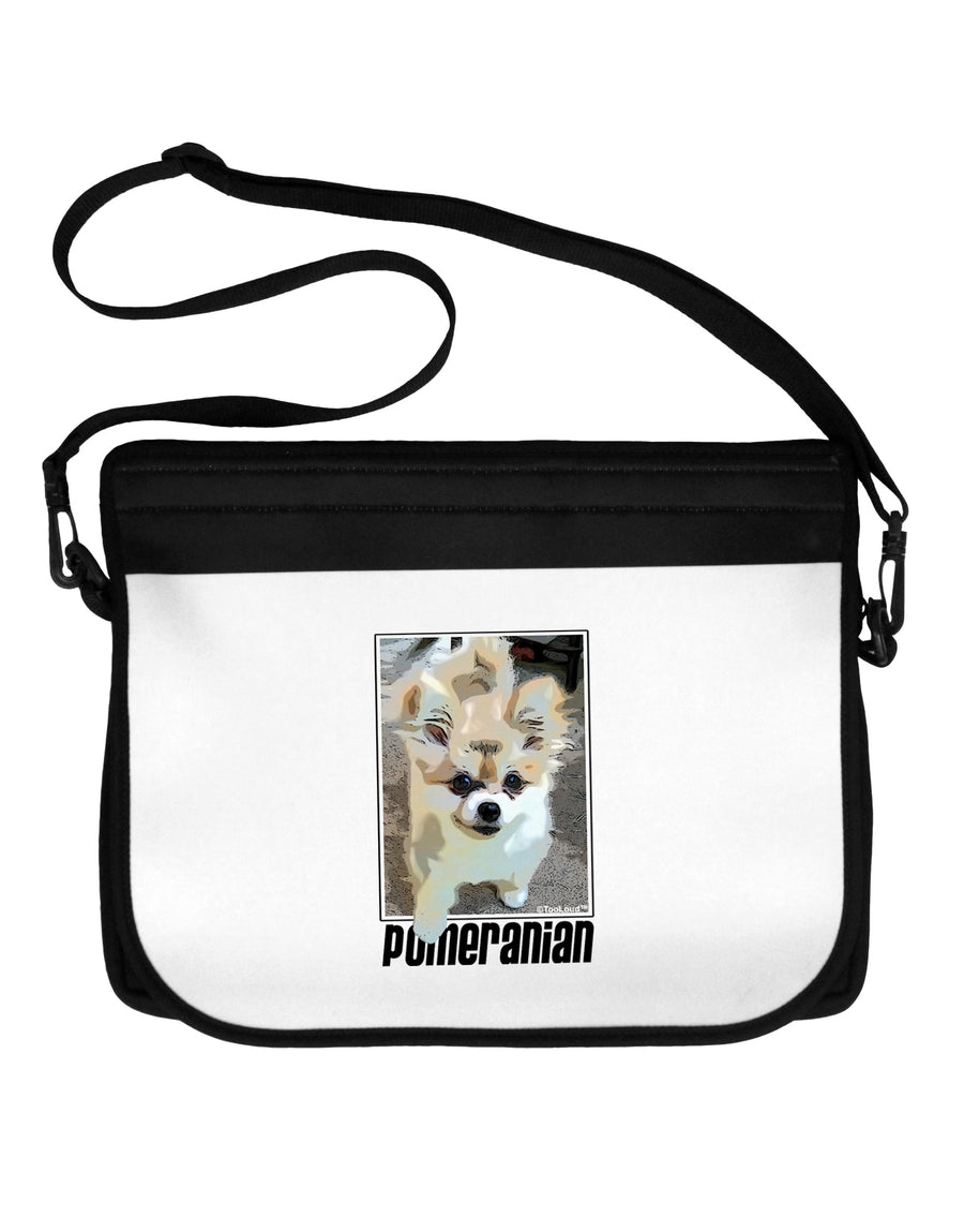 Pomeranian Step Out Neoprene Laptop Shoulder Bag by TooLoud-Laptop Shoulder Bag-TooLoud-Black-White-15 Inches-Davson Sales