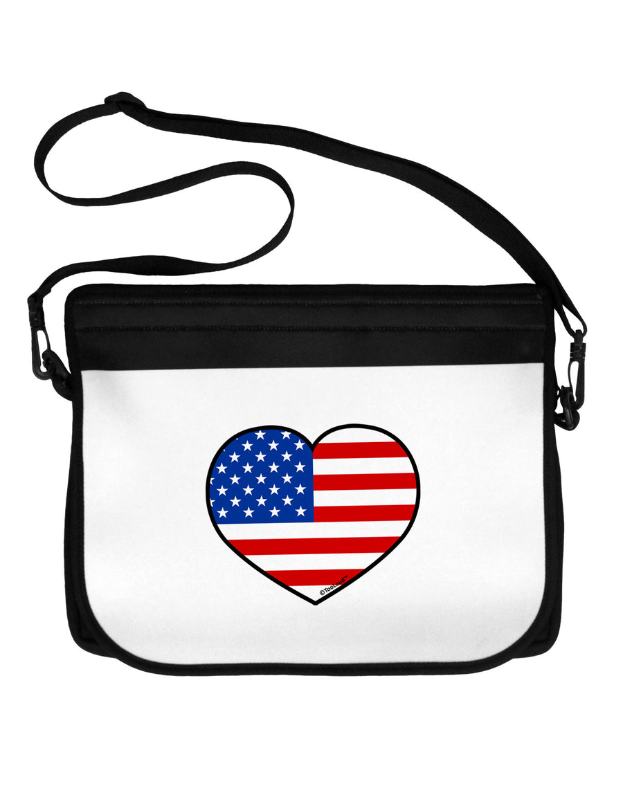 American Flag Heart Design Neoprene Laptop Shoulder Bag by TooLoud-Laptop Shoulder Bag-TooLoud-Black-White-One Size-Davson Sales