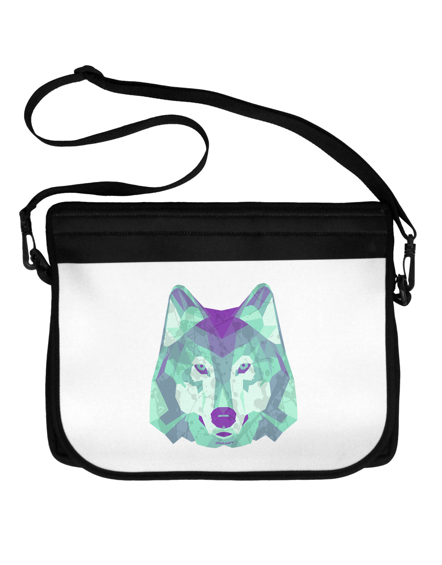 Geometric Wolf Head Neoprene Laptop Shoulder Bag by TooLoud-Laptop Shoulder Bag-TooLoud-Black-White-15 Inches-Davson Sales