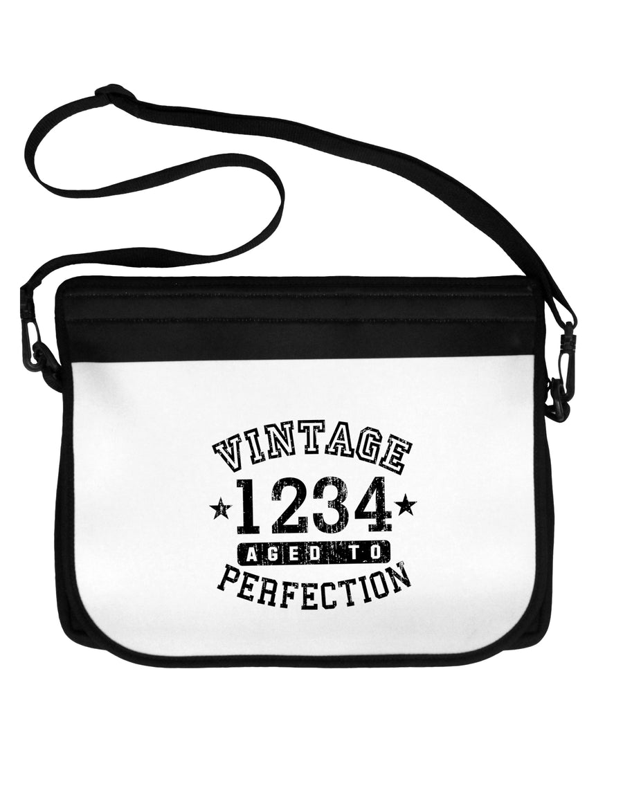 Personalized Vintage Birth Year Distressed Neoprene Laptop Shoulder Bag by TooLoud-TooLoud-Black-White-15 Inches-Davson Sales