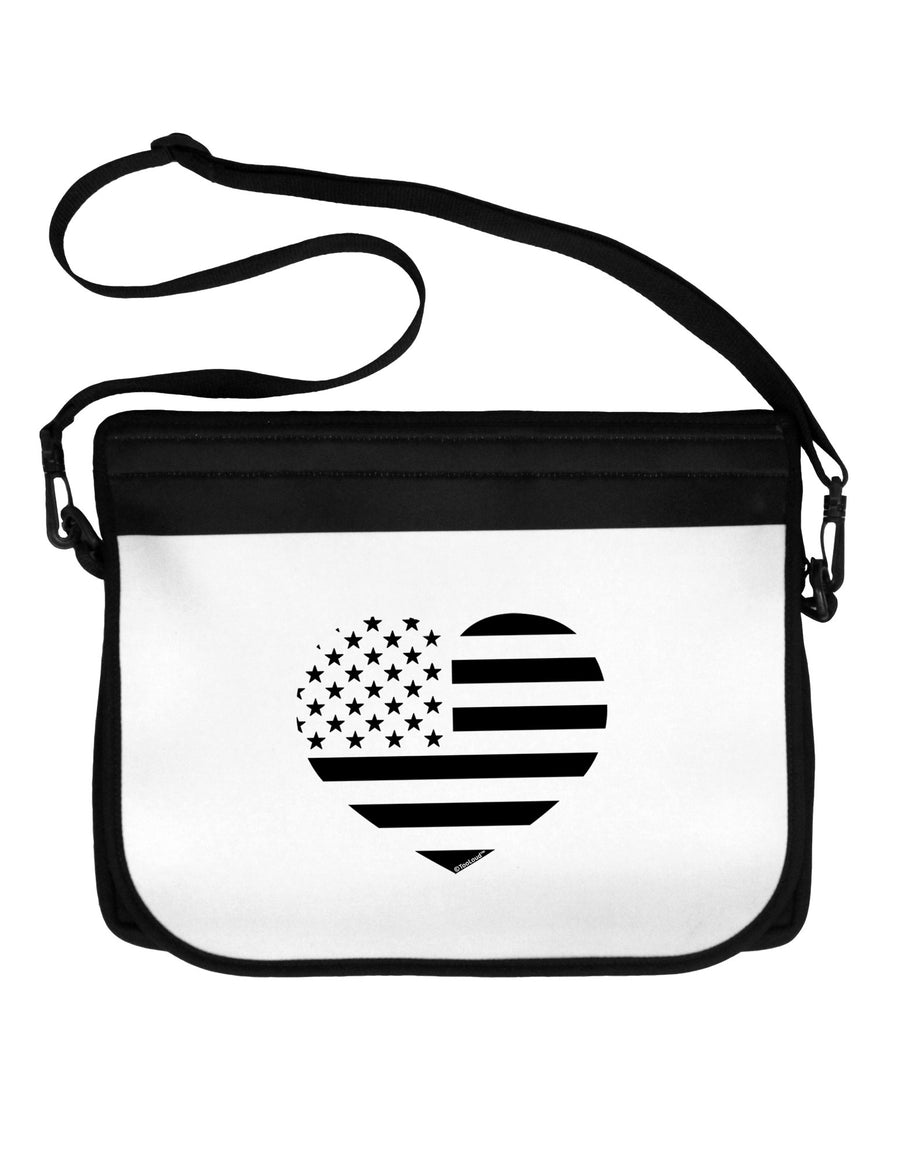 American Flag Heart Design - Stamp Style Neoprene Laptop Shoulder Bag by TooLoud-Laptop Shoulder Bag-TooLoud-Black-White-One Size-Davson Sales