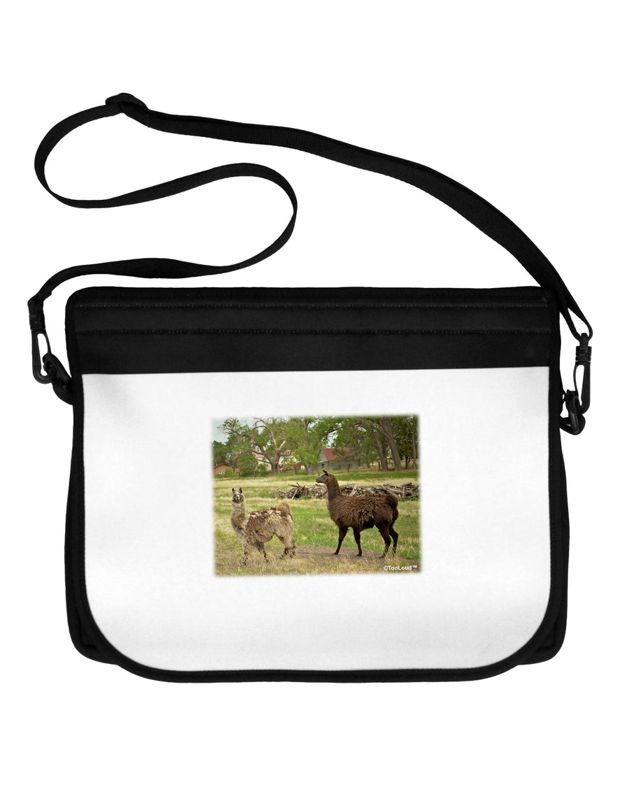 Standing Llamas Neoprene Laptop Shoulder Bag by TooLoud-Laptop Shoulder Bag-TooLoud-Black-White-15 Inches-Davson Sales