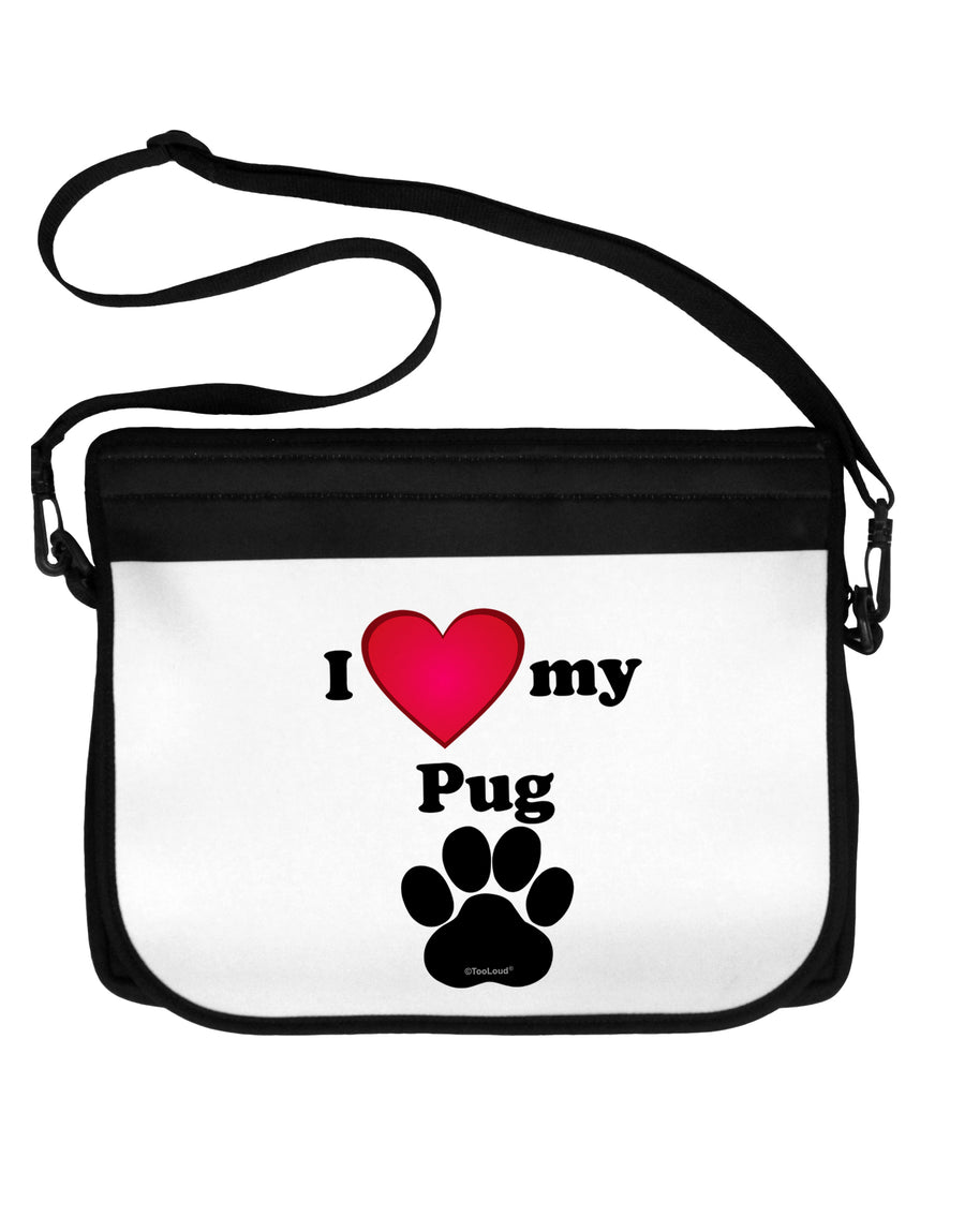 I Heart My Pug Neoprene Laptop Shoulder Bag by TooLoud-TooLoud-Black-White-15 Inches-Davson Sales