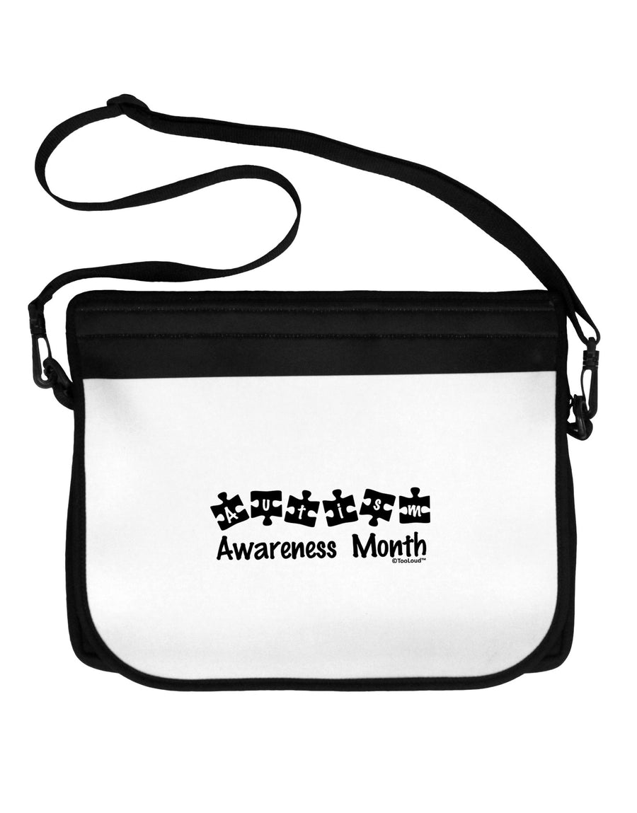 Autism Awareness Month - Puzzle Pieces Neoprene Laptop Shoulder Bag by TooLoud-Laptop Shoulder Bag-TooLoud-Black-White-One Size-Davson Sales