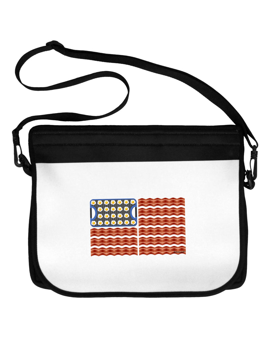 American Breakfast Flag - Bacon and Eggs Neoprene Laptop Shoulder Bag-Laptop Shoulder Bag-TooLoud-Black-White-One Size-Davson Sales