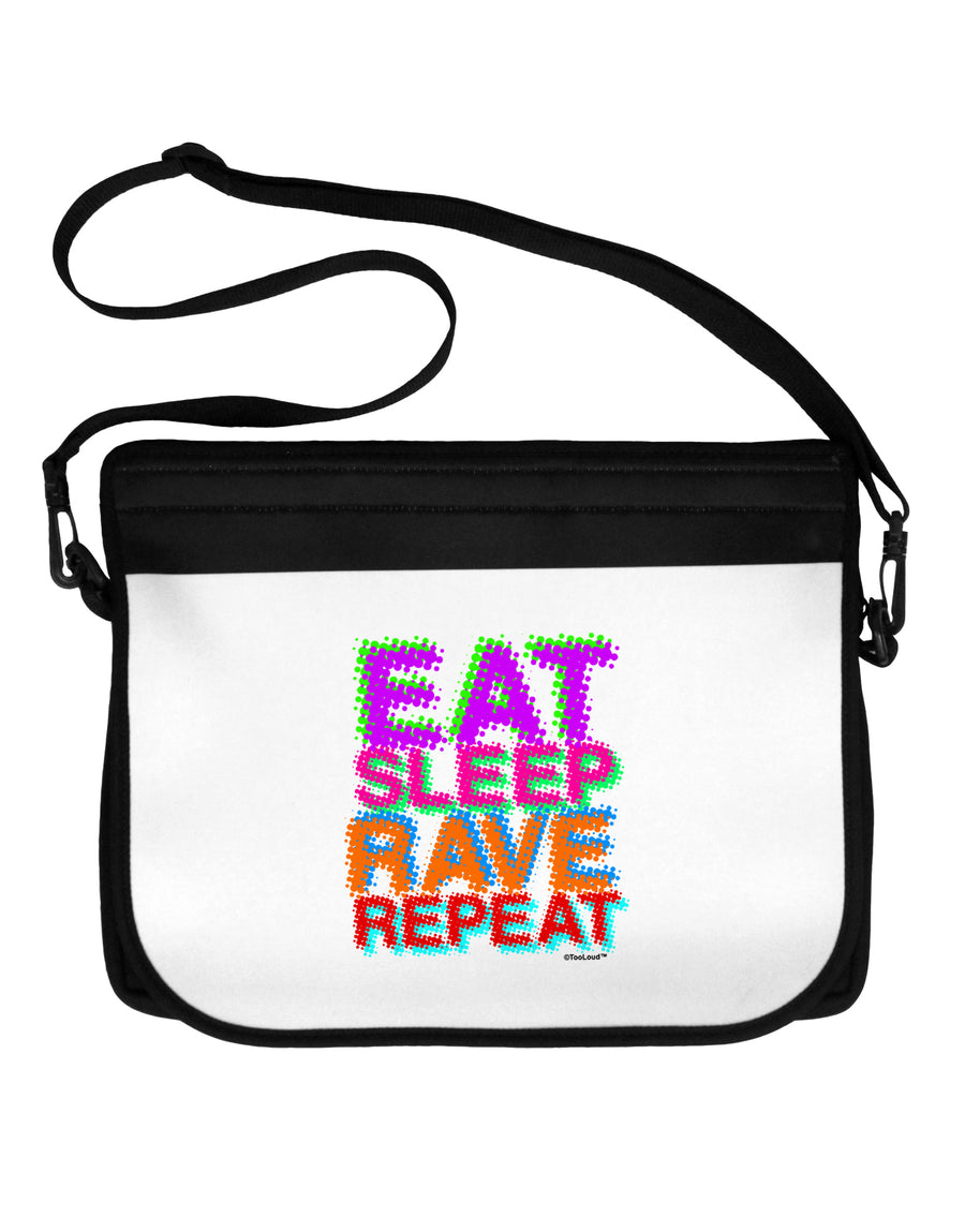 Eat Sleep Rave Repeat Color Neoprene Laptop Shoulder Bag by TooLoud-Laptop Shoulder Bag-TooLoud-Black-White-One Size-Davson Sales