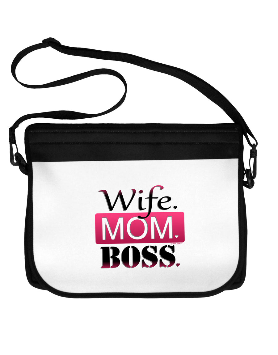 Wife Mom Boss Neoprene Laptop Shoulder Bag-Laptop Shoulder Bag-TooLoud-Black-White-15 Inches-Davson Sales