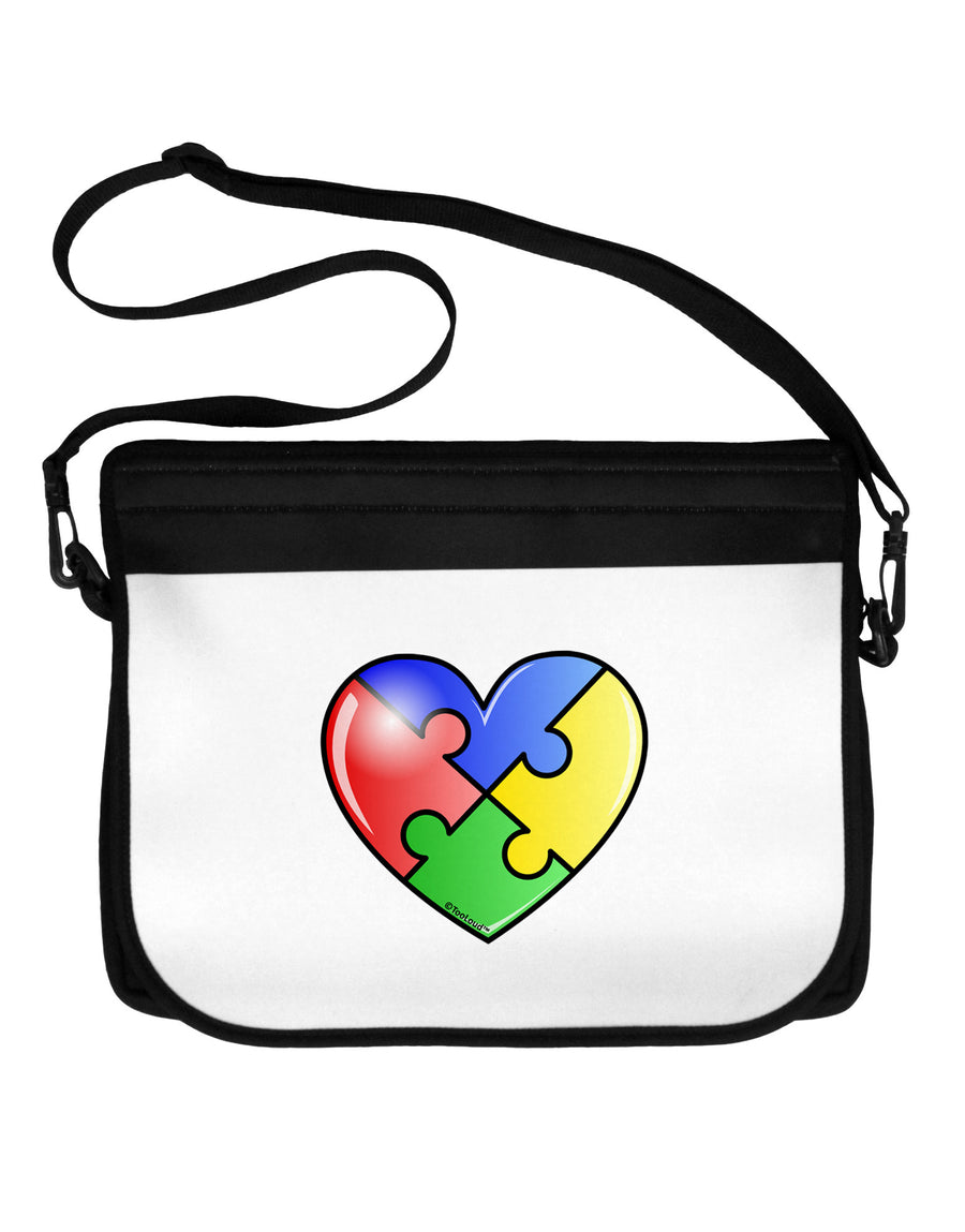Big Puzzle Heart - Autism Awareness Neoprene Laptop Shoulder Bag by TooLoud-Laptop Shoulder Bag-TooLoud-Black-White-One Size-Davson Sales