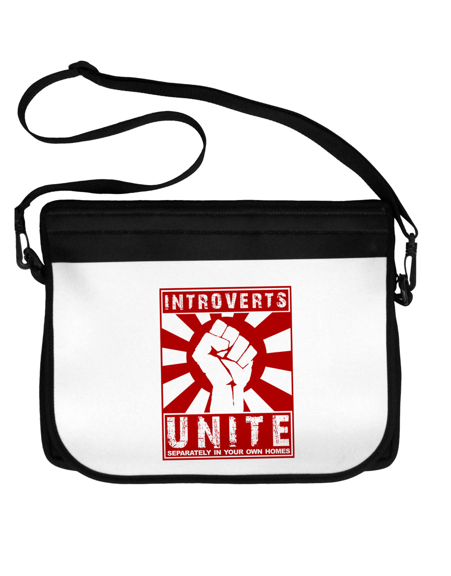 Introverts Unite Funny Neoprene Laptop Shoulder Bag by TooLoud-TooLoud-Black-White-15 Inches-Davson Sales