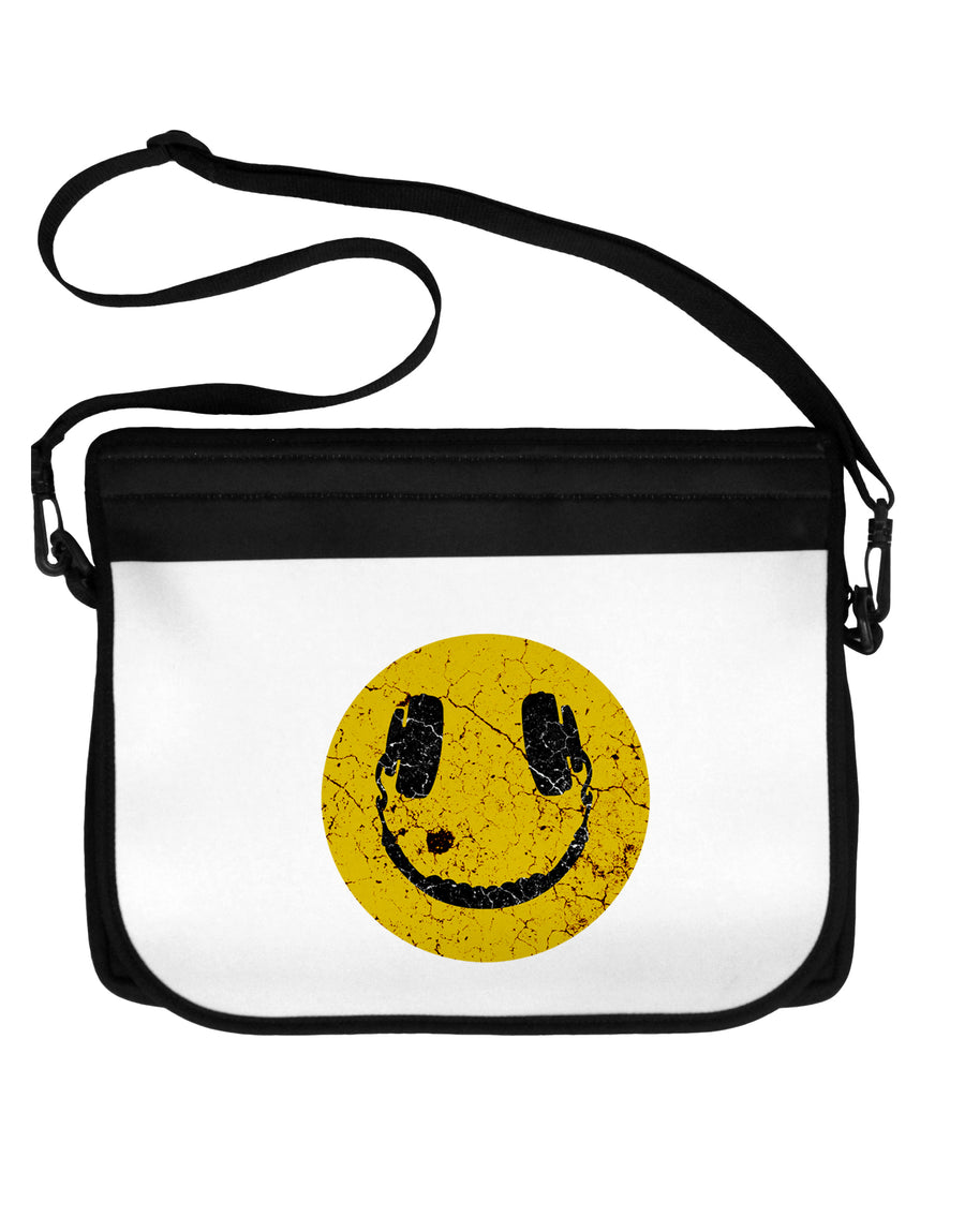 EDM Smiley Face Neoprene Laptop Shoulder Bag by TooLoud-TooLoud-Black-White-15 Inches-Davson Sales