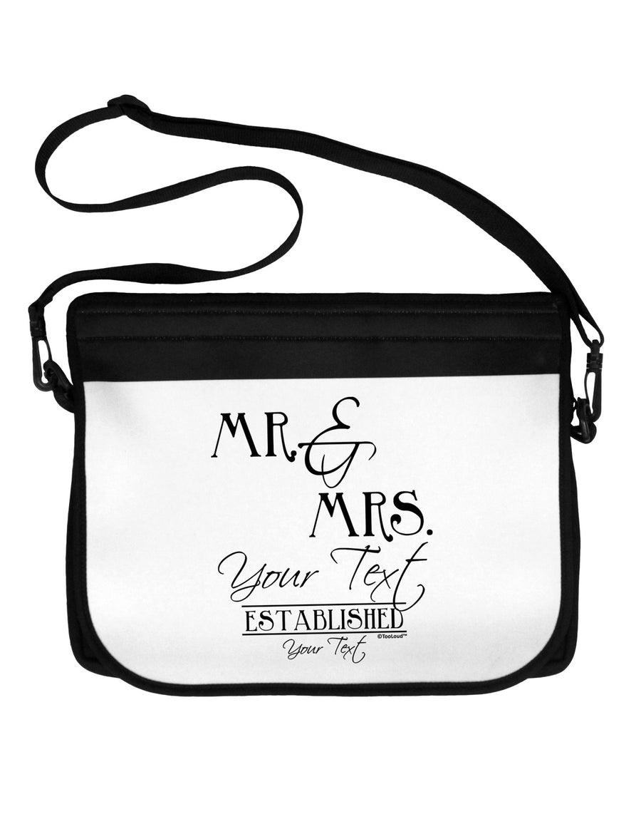Personalized Mr and Mrs -Name- Established -Date- Design Neoprene Laptop Shoulder Bag-Laptop Shoulder Bag-TooLoud-Black-White-One Size-Davson Sales