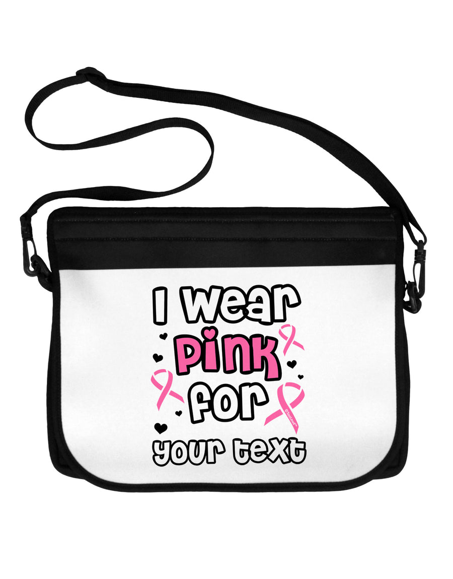Personalized I Wear Pink for -Name- Breast Cancer Awareness Neoprene Laptop Shoulder Bag-Laptop Shoulder Bag-TooLoud-Black-White-One Size-Davson Sales