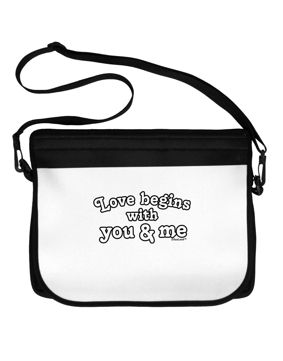 Love Begins With You and Me Neoprene Laptop Shoulder Bag by TooLoud-Laptop Shoulder Bag-TooLoud-Black-White-15 Inches-Davson Sales