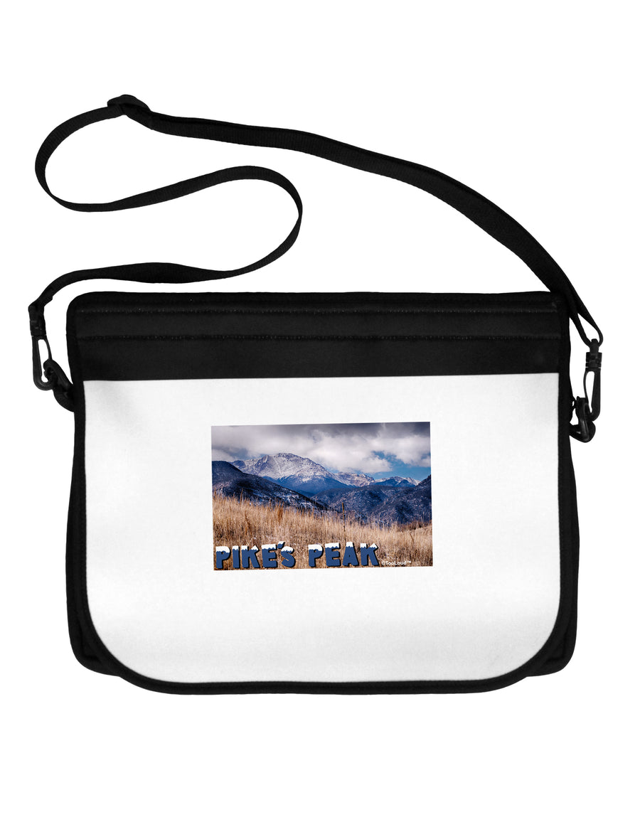 Pikes Peak CO Mountains Text Neoprene Laptop Shoulder Bag by TooLoud-Laptop Shoulder Bag-TooLoud-Black-White-15 Inches-Davson Sales