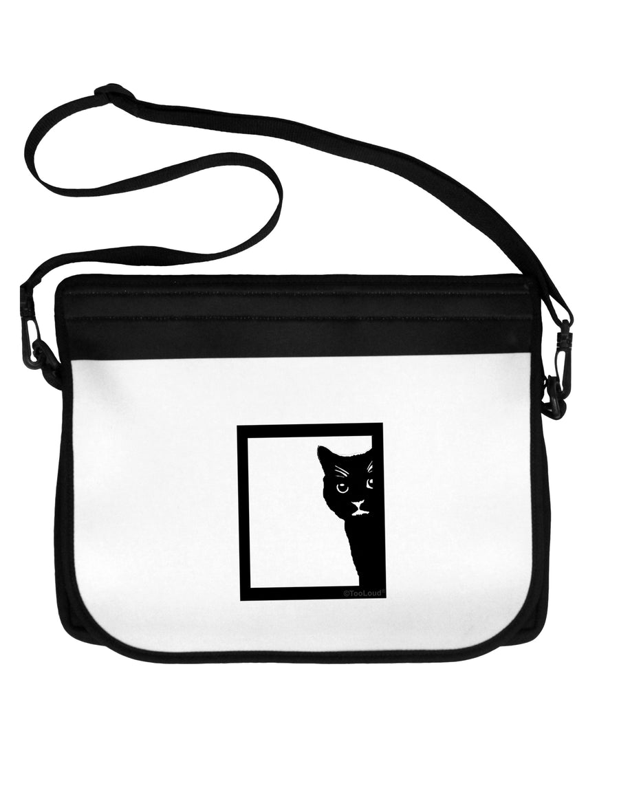 Cat Peeking Neoprene Laptop Shoulder Bag by TooLoud-Laptop Shoulder Bag-TooLoud-Black-White-15 Inches-Davson Sales