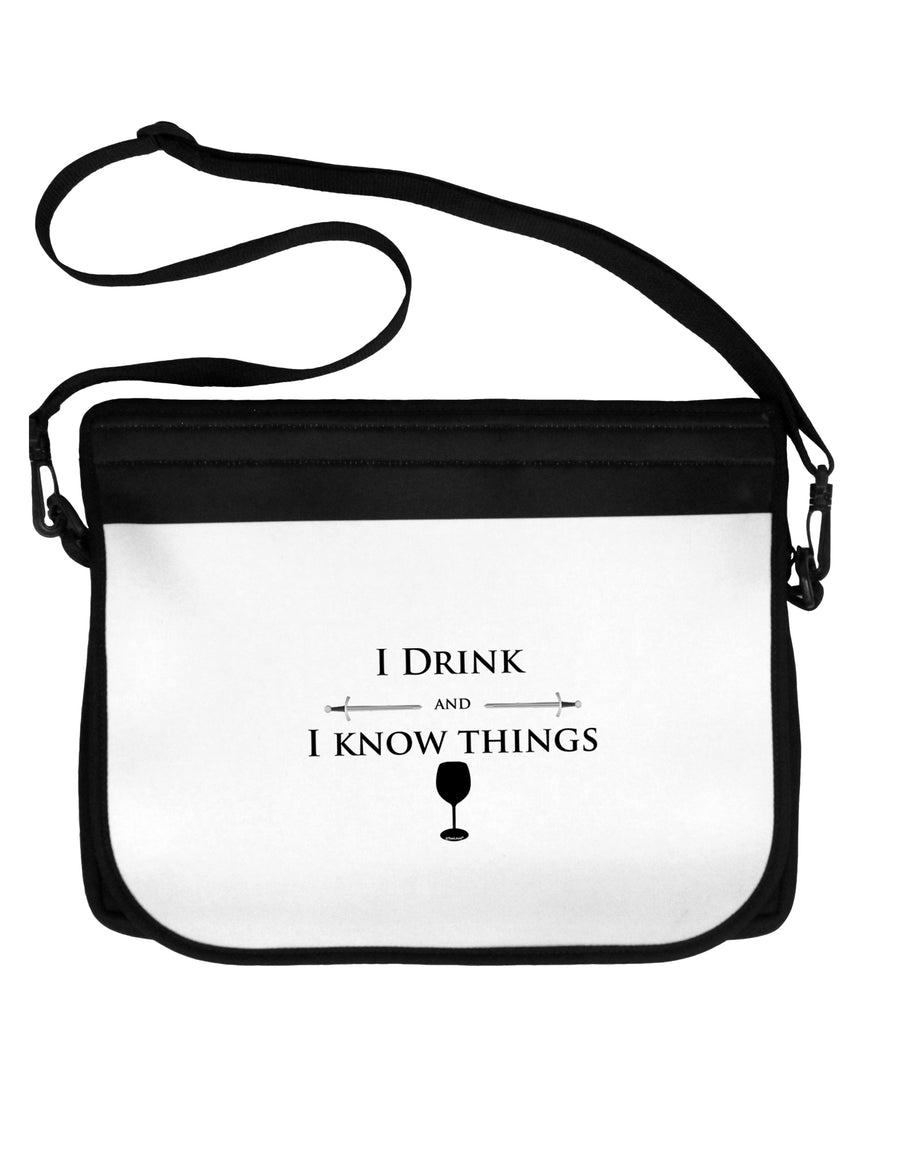 I Drink and I Know Things funny Neoprene Laptop Shoulder Bag by TooLoud-Laptop Shoulder Bag-TooLoud-Black-White-15 Inches-Davson Sales