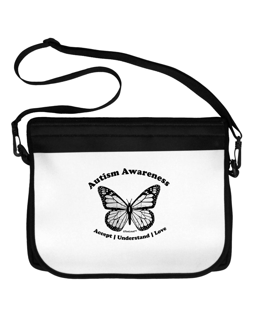 Autism Awareness - Puzzle Piece Butterfly 2 Neoprene Laptop Shoulder Bag-Laptop Shoulder Bag-TooLoud-Black-White-One Size-Davson Sales