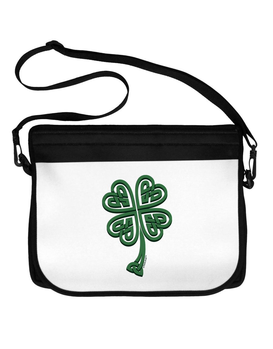 3D Style Celtic Knot 4 Leaf Clover Neoprene Laptop Shoulder Bag-Laptop Shoulder Bag-TooLoud-Black-White-One Size-Davson Sales