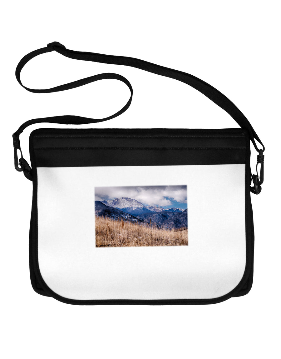 Pikes Peak CO Mountains Neoprene Laptop Shoulder Bag by TooLoud-Laptop Shoulder Bag-TooLoud-Black-White-15 Inches-Davson Sales